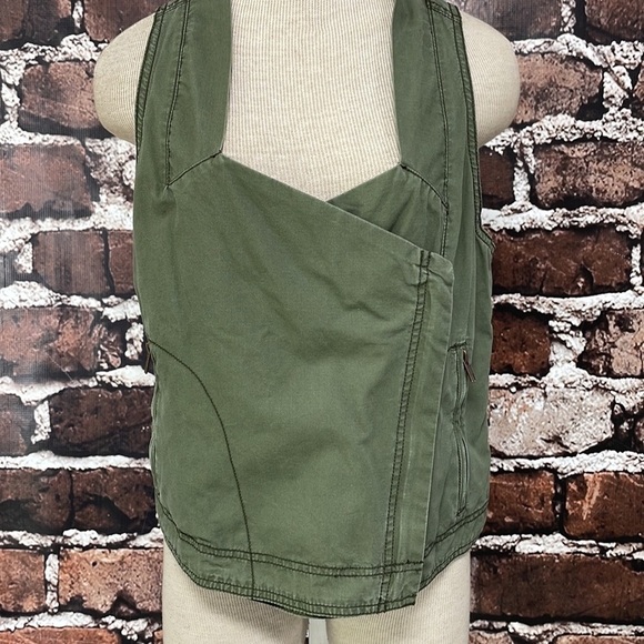 Inked & Faded Moto Vest Army Green Zip Size Small - Picture 4 of 13